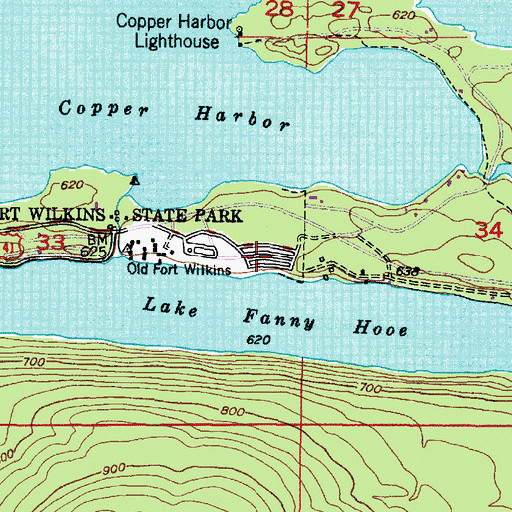 Topographic Map of Fort Wilkins State Park Cemetery, MI