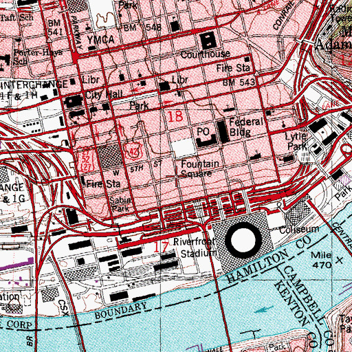 Topographic Map of Herschede Building, OH