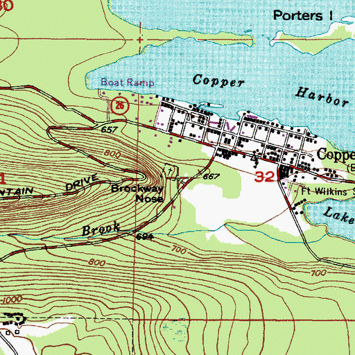 Topographic Map of Copper Harbor Cemetery, MI