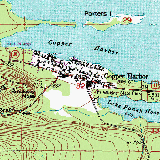 Topographic Map of Copper Harbor School, MI