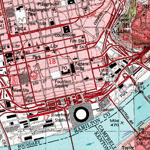 Topographic Map of Central Trust Center, OH
