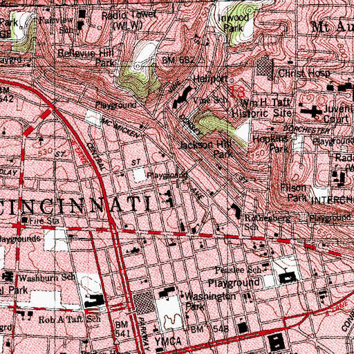 Topographic Map of Kauffman Building, OH