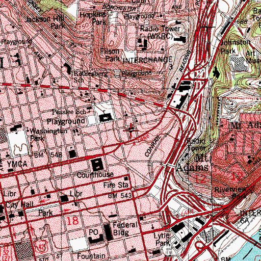 Topographic Map of Pendleton Square Design Center, OH