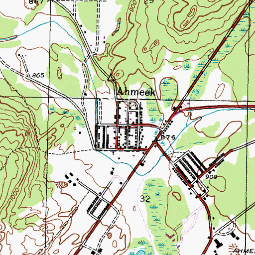 Topographic Map of Ahmeek Townhall, MI