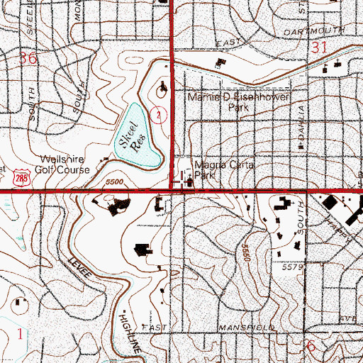 Topographic Map of First Universalist Church of Denver, CO