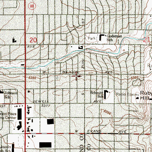 Topographic Map of Garden Park Mennonite Brethren Church, CO