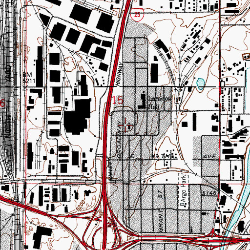Topographic Map of Globeville Community Church, CO