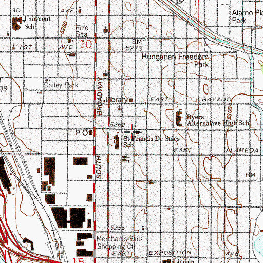 Topographic Map of Grant Avenue United Methodist Church, CO