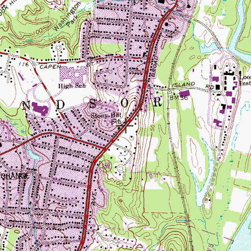 Topographic Map of Stony Hill School, CT