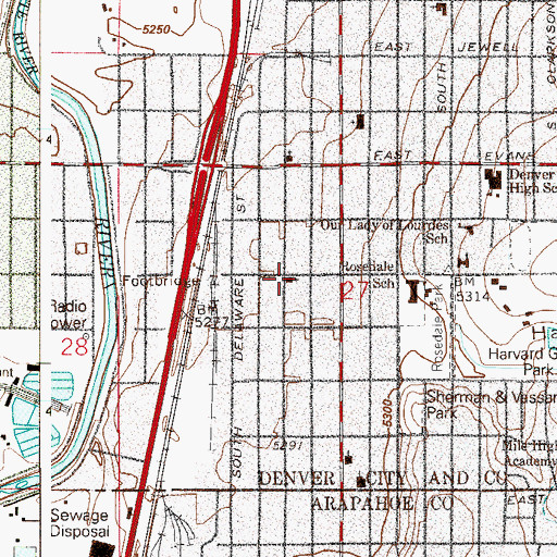 Topographic Map of John Collins United Methodist Church, CO