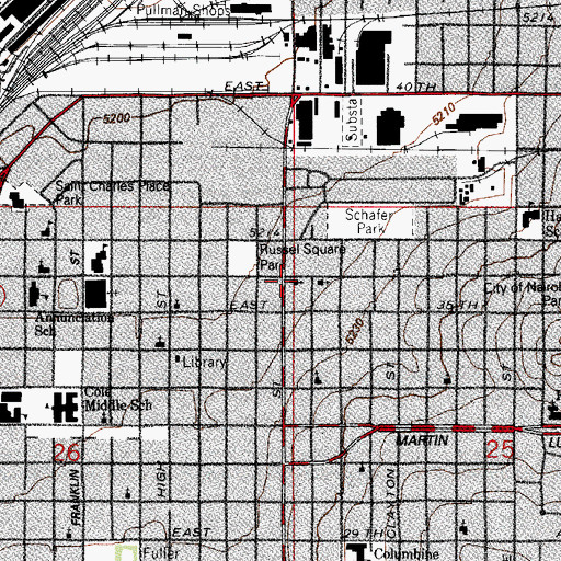 Topographic Map of Mount Calvary Lutheran Church, CO