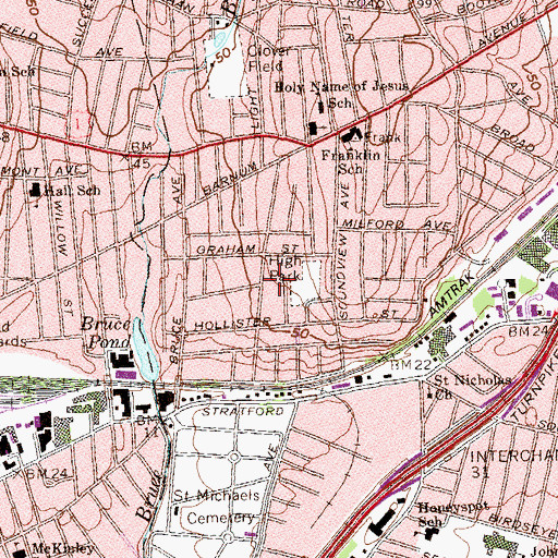 Topographic Map of Stonybrook School, CT