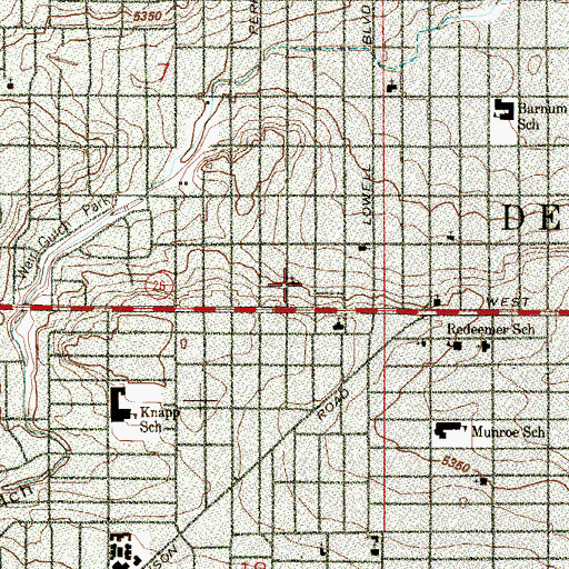 Topographic Map of Mountain View Baptist Church, CO