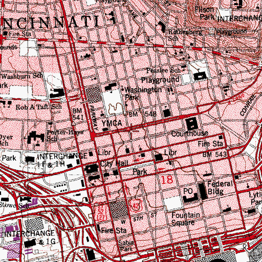 Topographic Map of Cincinnati Automobile Club, OH