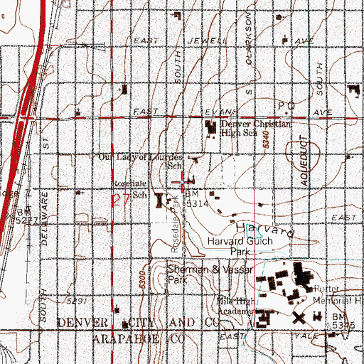 Topographic Map of Our Lady of Lourdes Church, CO