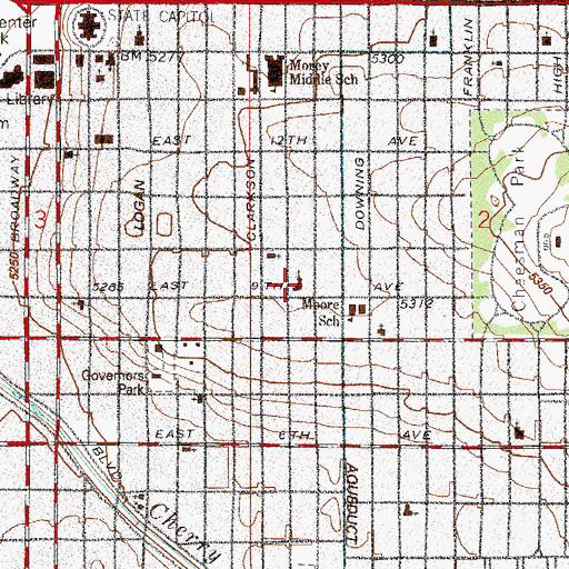 Topographic Map of Our Savior's Lutheran Church, CO