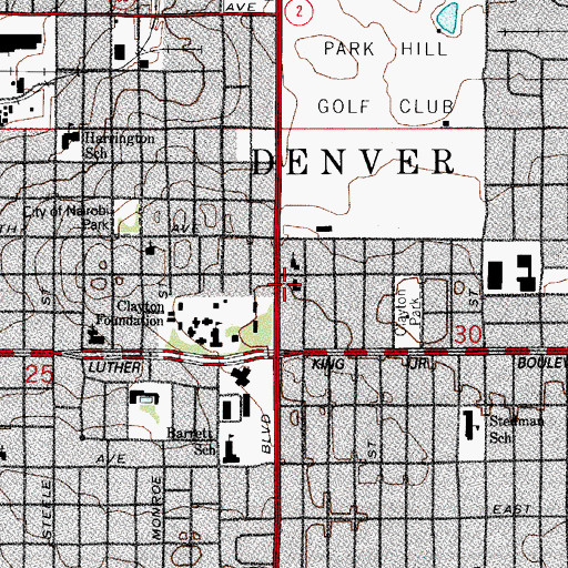 Topographic Map of Denver Park Hill Seventh - day Adventist Church, CO