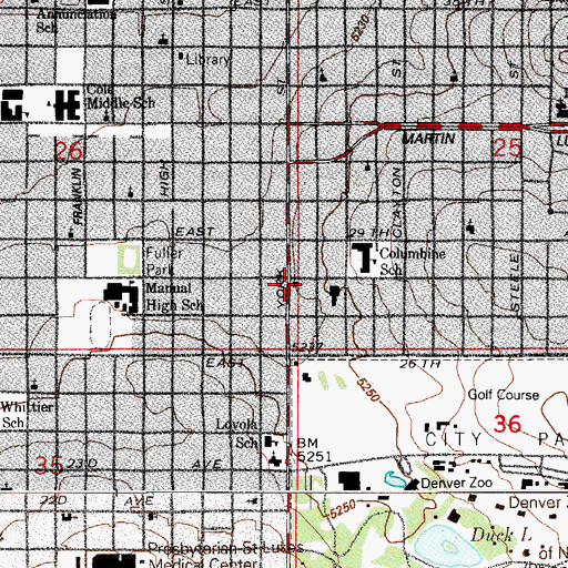 Topographic Map of Peoples Presbyterian Church, CO