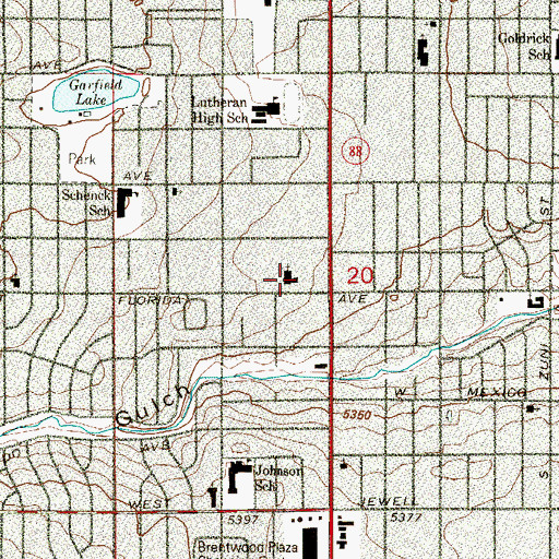 Topographic Map of Praise Center Church, CO
