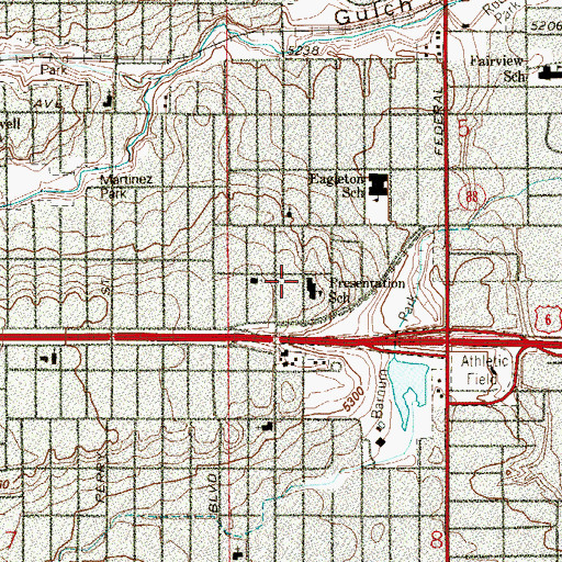 Topographic Map of Presentation of Our Lady Catholic Church, CO