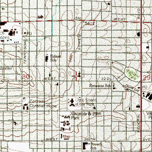 Topographic Map of Redeemer Community Church, CO