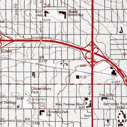 Topographic Map of Rocky Mountain Miracle Center, CO