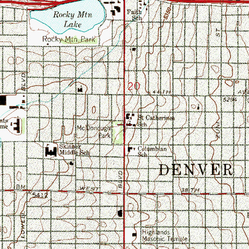 Topographic Map of Saint Catherine of Siena Catholic Church, CO