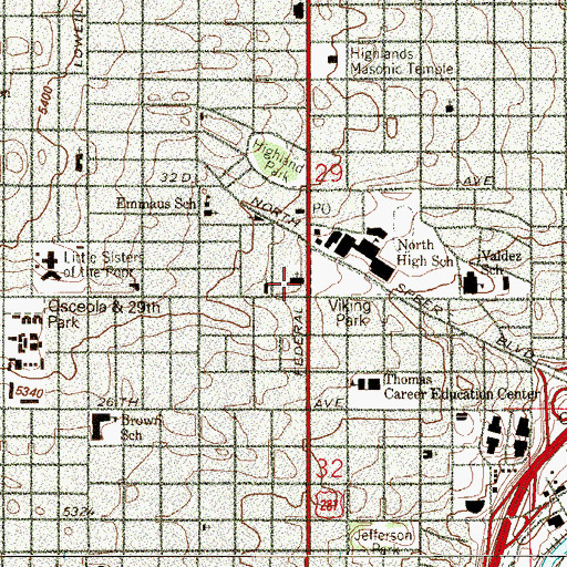 Topographic Map of Saint Dominic Catholic Church, CO