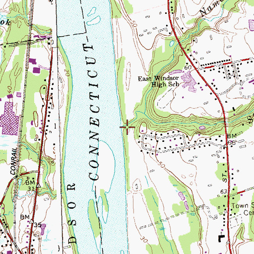 Topographic Map of Stoughton Brook, CT