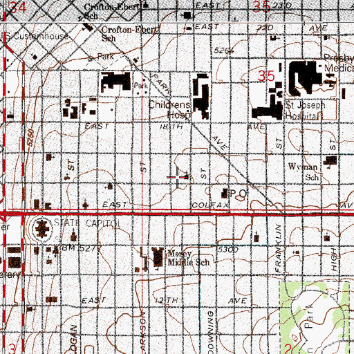 Topographic Map of Saint Paul's United Methodist Church, CO