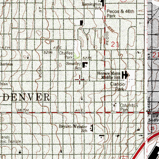 Topographic Map of Transfiguration of Our Lord Church, CO
