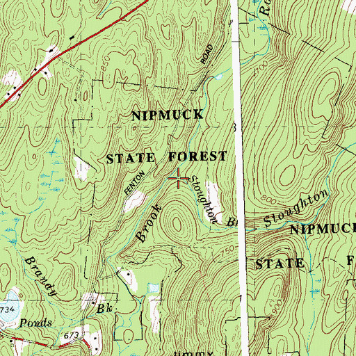 Topographic Map of Stoughton Brook, CT