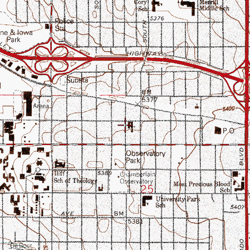 Topographic Map of University Church of Christ, CO