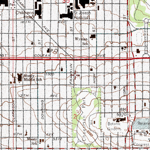 Topographic Map of Warren United Methodist Church, CO