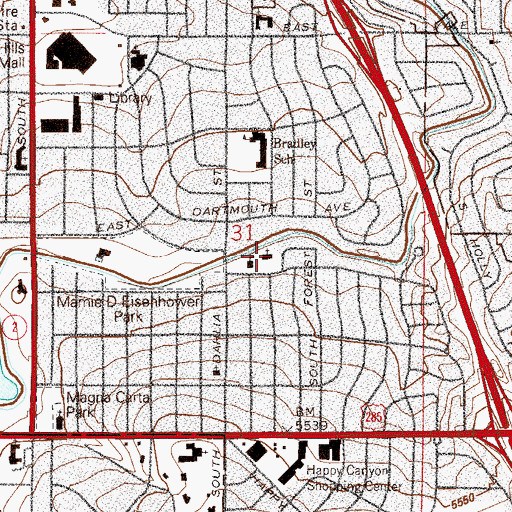 Topographic Map of University Hills Lutheran School (historical), CO