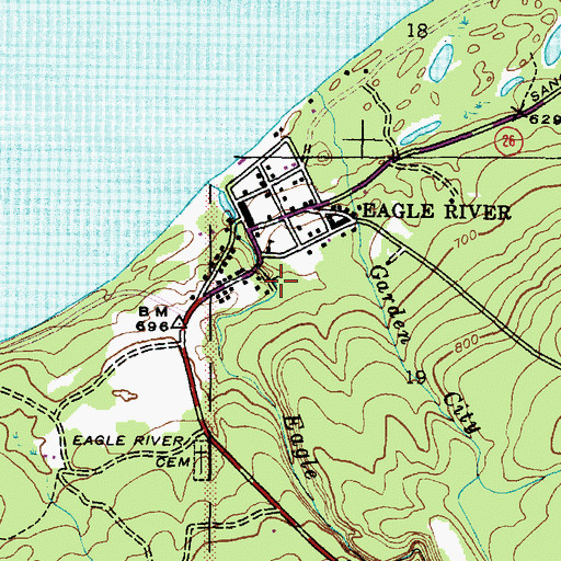 Topographic Map of Eagle River Falls, MI