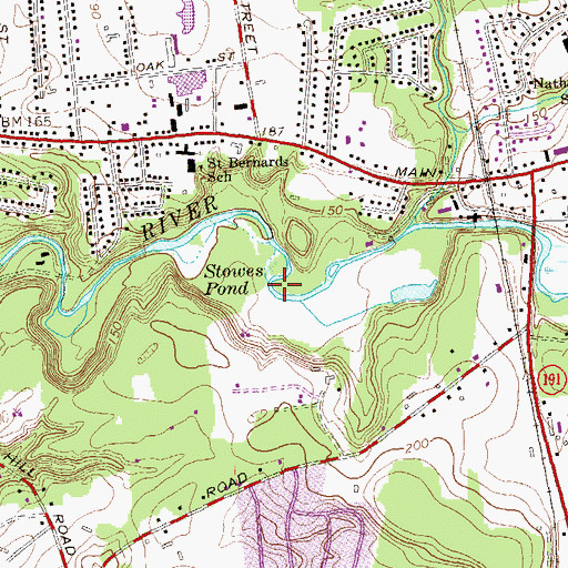 Topographic Map of Stowes Pond, CT