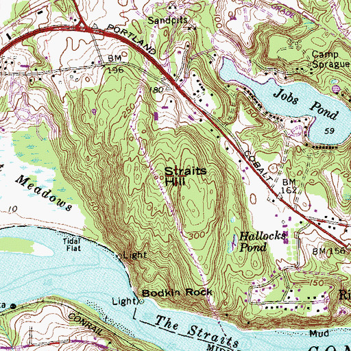 Topographic Map of Straits Hill, CT