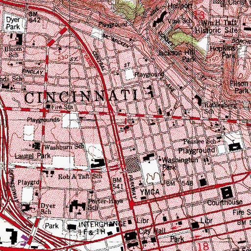Topographic Map of Elm Street Health Center, OH