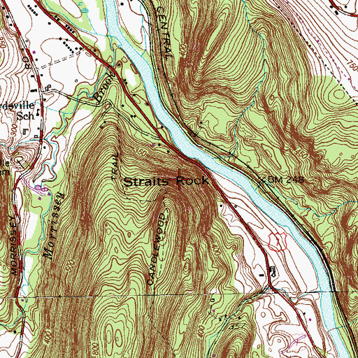 Topographic Map of Straits Rock, CT