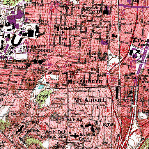 Topographic Map of Holy Name School (historical), OH