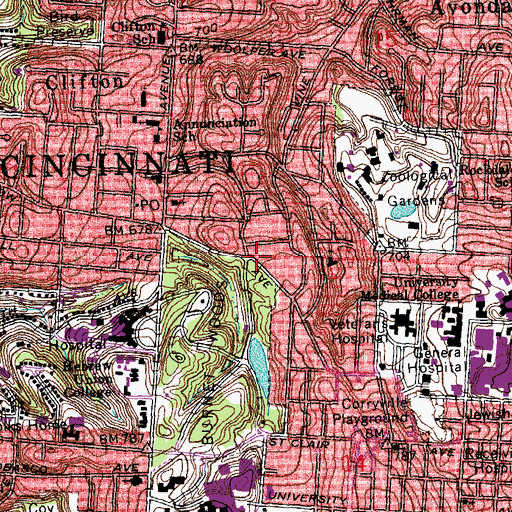Topographic Map of Parkview, OH