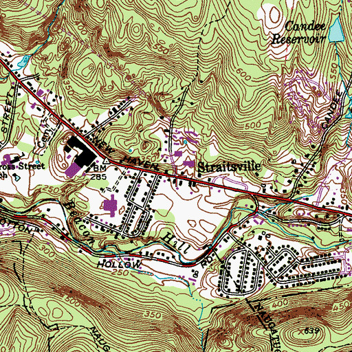 Topographic Map of Straitsville, CT
