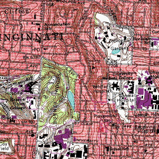 Topographic Map of Brauneis Pavilion (historical), OH