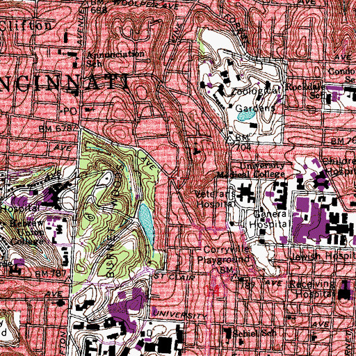 Topographic Map of Clifton House (historical), OH