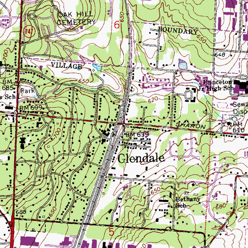 Topographic Map of Glendale Police Department, OH