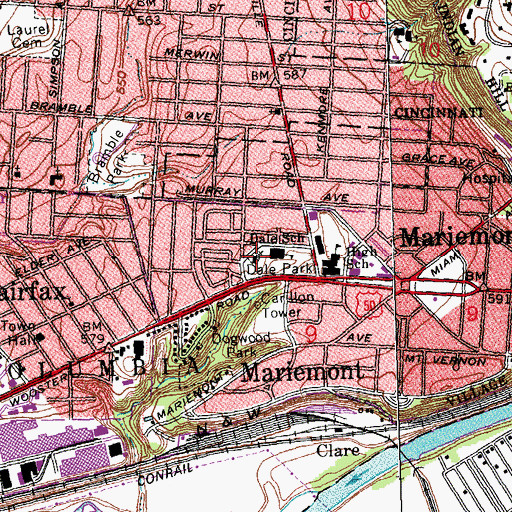 Topographic Map of Mariemont Community Church, OH