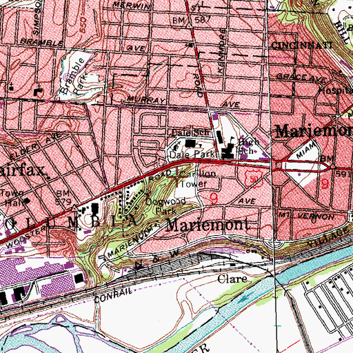 Topographic Map of Emery Carillon, OH