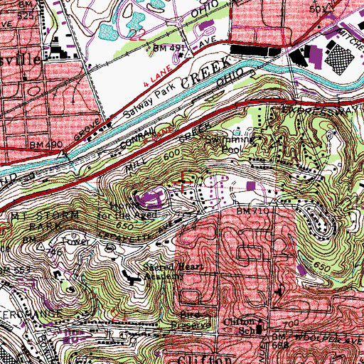 Topographic Map of Oakwood, OH
