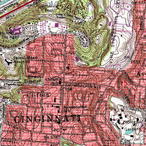 Topographic Map of Greendale, OH